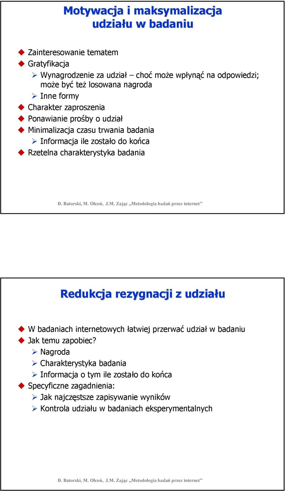 charakterystyka badania Redukcja rezygnacji z udziału W badaniach internetowych łatwiej przerwać udział w badaniu Jak temu zapobiec?