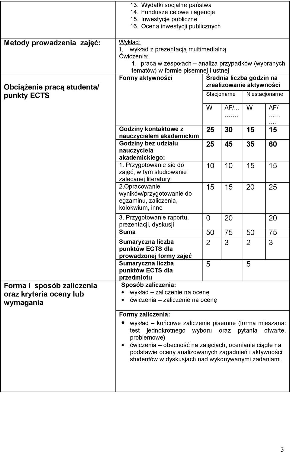 wykład z prezentacją multimedialną Ćwiczenia: 1.