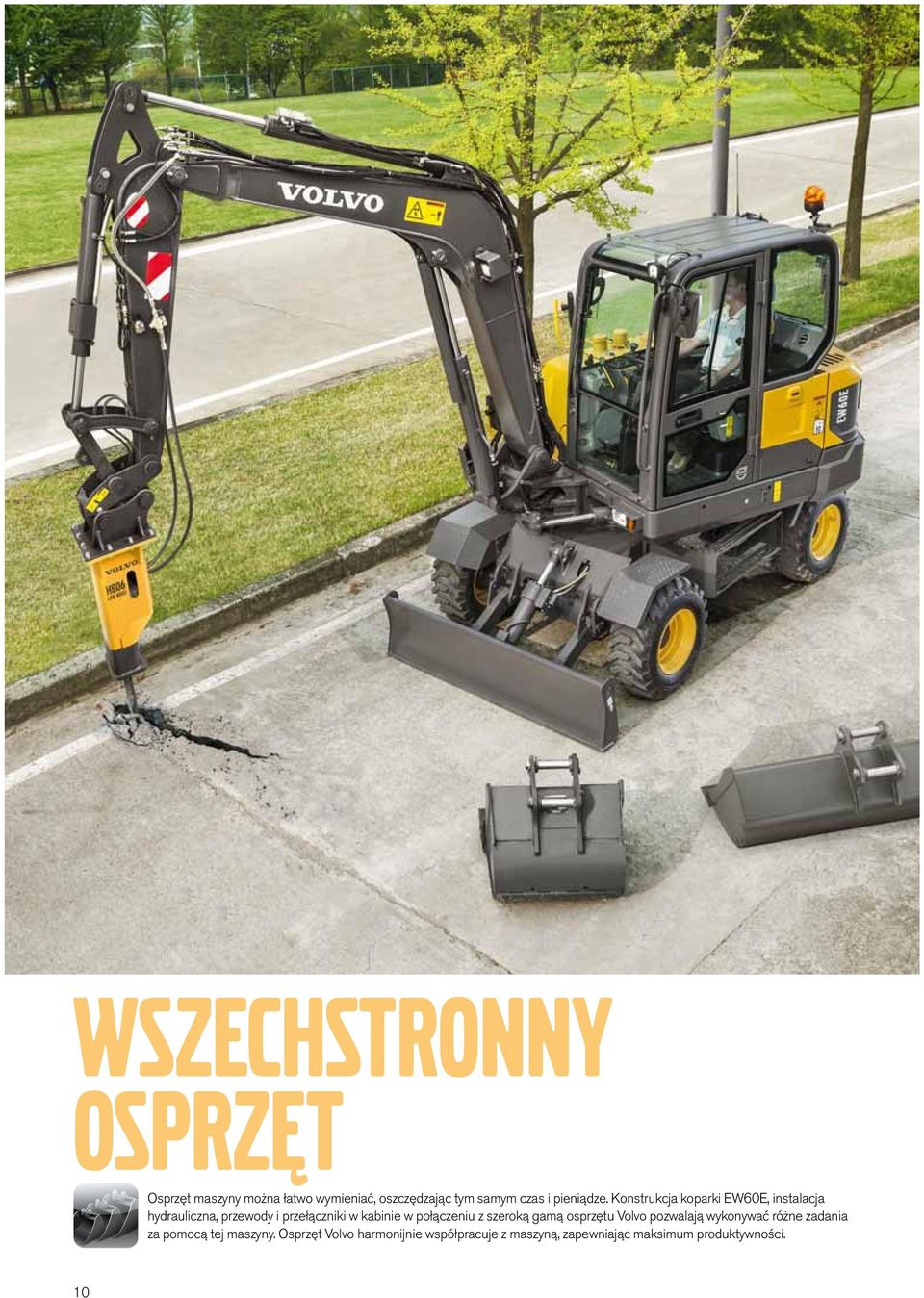 Konstrukcja koparki EW60E, instalacja hydrauliczna, przewody i przełączniki w kabinie w