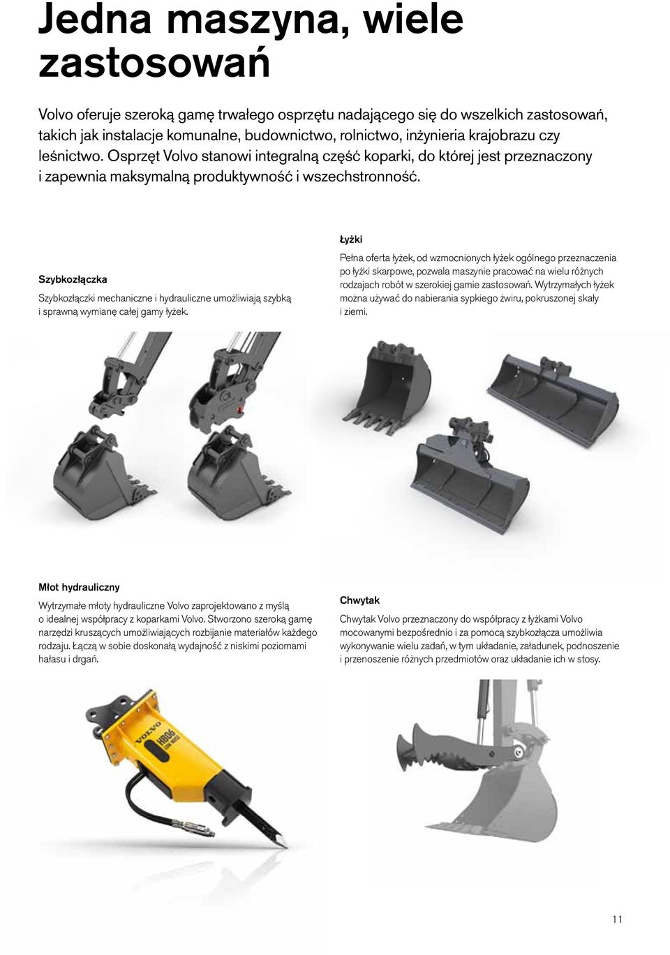 Szybkozłączka Szybkozłączki mechaniczne i hydrauliczne umożliwiają szybką i sprawną wymianę całej gamy łyżek.