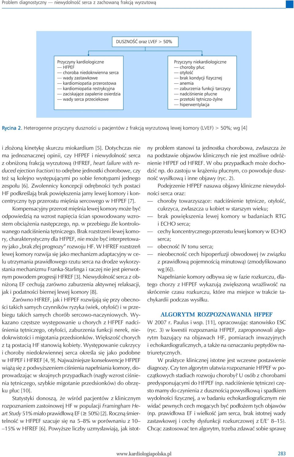 Dotychczas nie ma jednoznacznej opinii, czy HFPEF i niewydolność serca z obniżoną frakcją wyrzutową (HFREF, heart failure with reduced ejection fraction) to odrębne jednostki chorobowe, czy też są