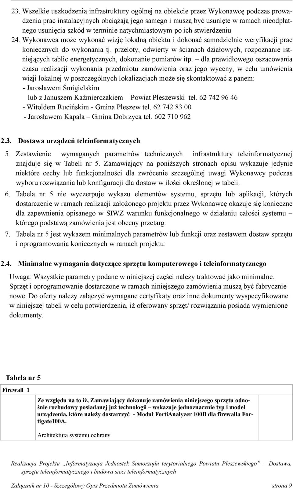 terminie natychmiastowym po ich stwierdzeniu 24. Wykonawca może wykonać wizję lokalną obiektu i dokonać samodzielnie weryfikacji prac koniecznych do wykonania tj.