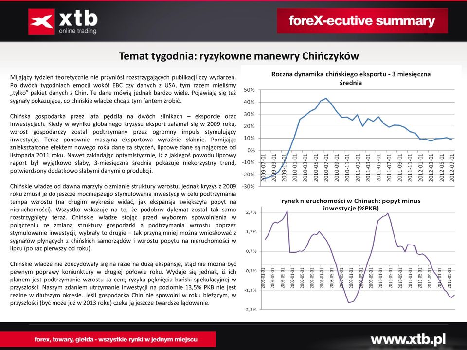 Pojawiają się też sygnały pokazujące, co chińskie władze chcą z tym fantem zrobić. Chińska gospodarka przez lata pędziła na dwóch silnikach eksporcie oraz inwestycjach.