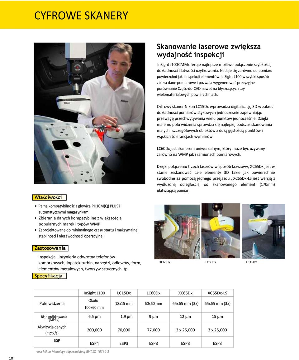 InSight L100 w szybki sposób zbiera dane pomiarowe i pozwala wygenerowad precyzyjne porównanie Częśd-do-CAD nawet na błyszczących czy wielomateriałowych powierzchniach.