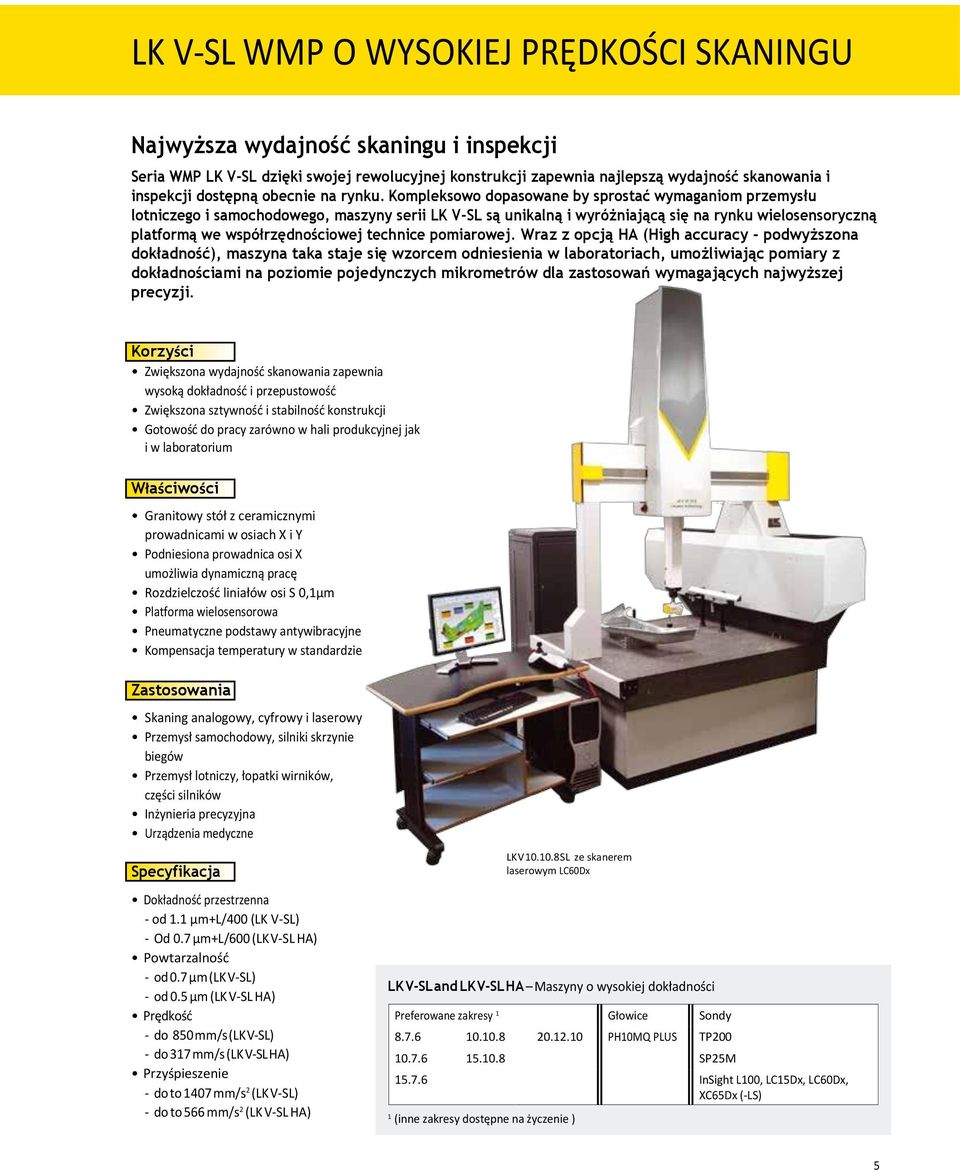 Kompleksowo dopasowane by sprostać wymaganiom przemysłu lotniczego i samochodowego, maszyny serii LK V-SL są unikalną i wyróżniającą się na rynku wielosensoryczną platformą we współrzędnościowej