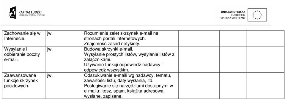 Wysyłanie prostych listów, wysyłanie listów z załącznikami. UŜywanie funkcji odpowiedź nadawcy i odpowiedź wszystkim.