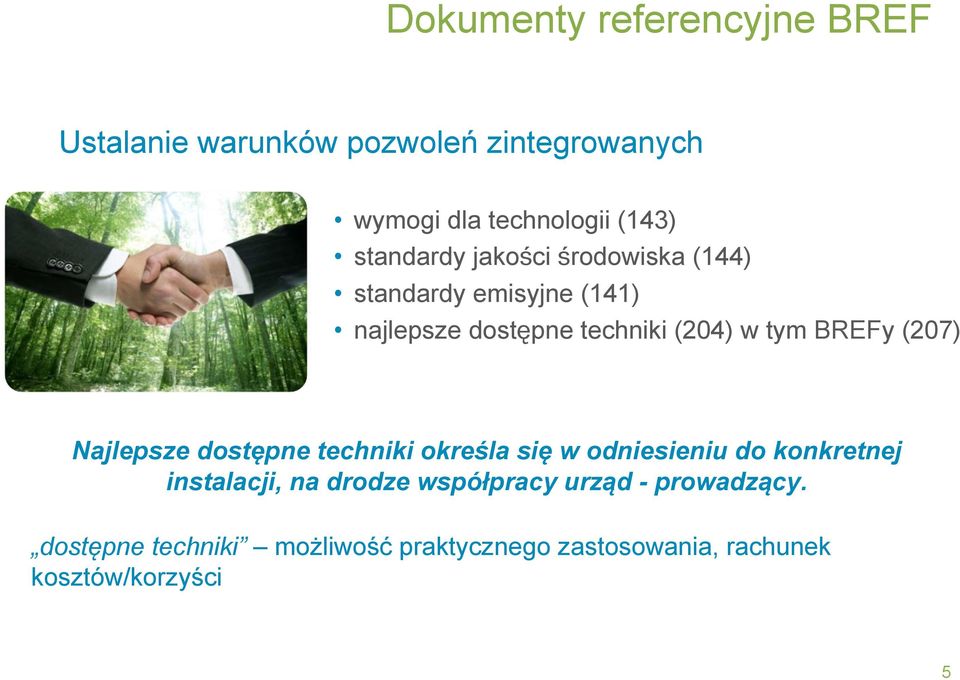 BREFy (207) Najlepsze dostępne techniki określa się w odniesieniu do konkretnej instalacji, na drodze