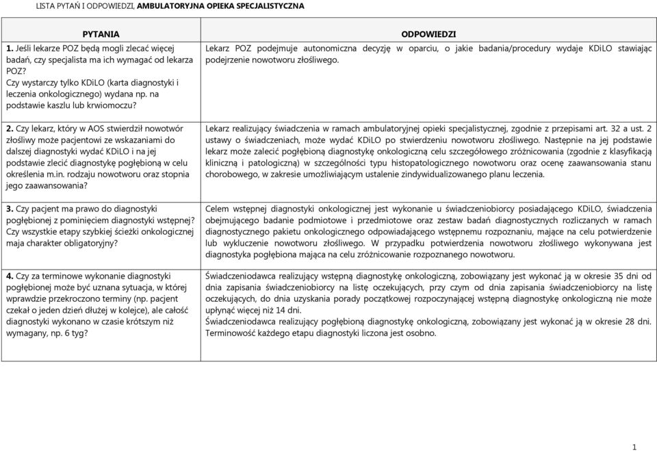 Czy lekarz, który w AOS stwierdził nowotwór złośliwy może pacjentowi ze wskazaniami do dalszej diagnostyki wydać KDiLO i na jej podstawie zlecić diagnostykę pogłębioną w celu określenia m.in.