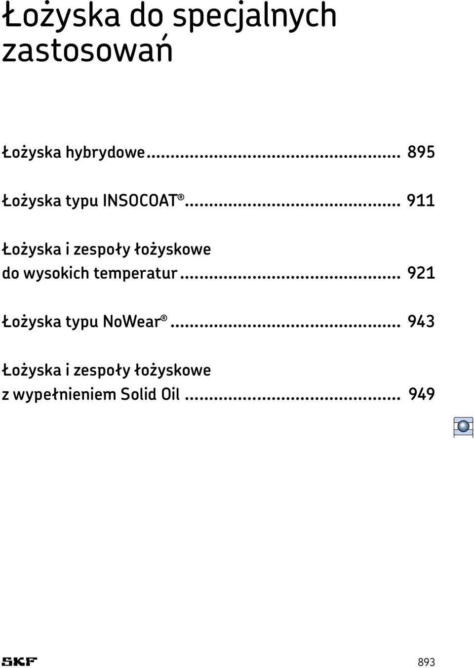 .. 911 Łożyska i zespoły łożyskowe do wysokich temperatur.