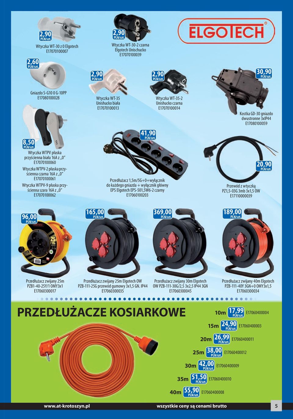 Wtyczka WT-35-2 Unishucko czarna E17070100014 Przedłużacz 1,5m/5G+0+wyłącznik do każdego gniazda + wyłącznik główny EPS Elgotech EPS-501,5W6-2 czarny E17060100203 Kostka GD-30 gniazdo dwustronne