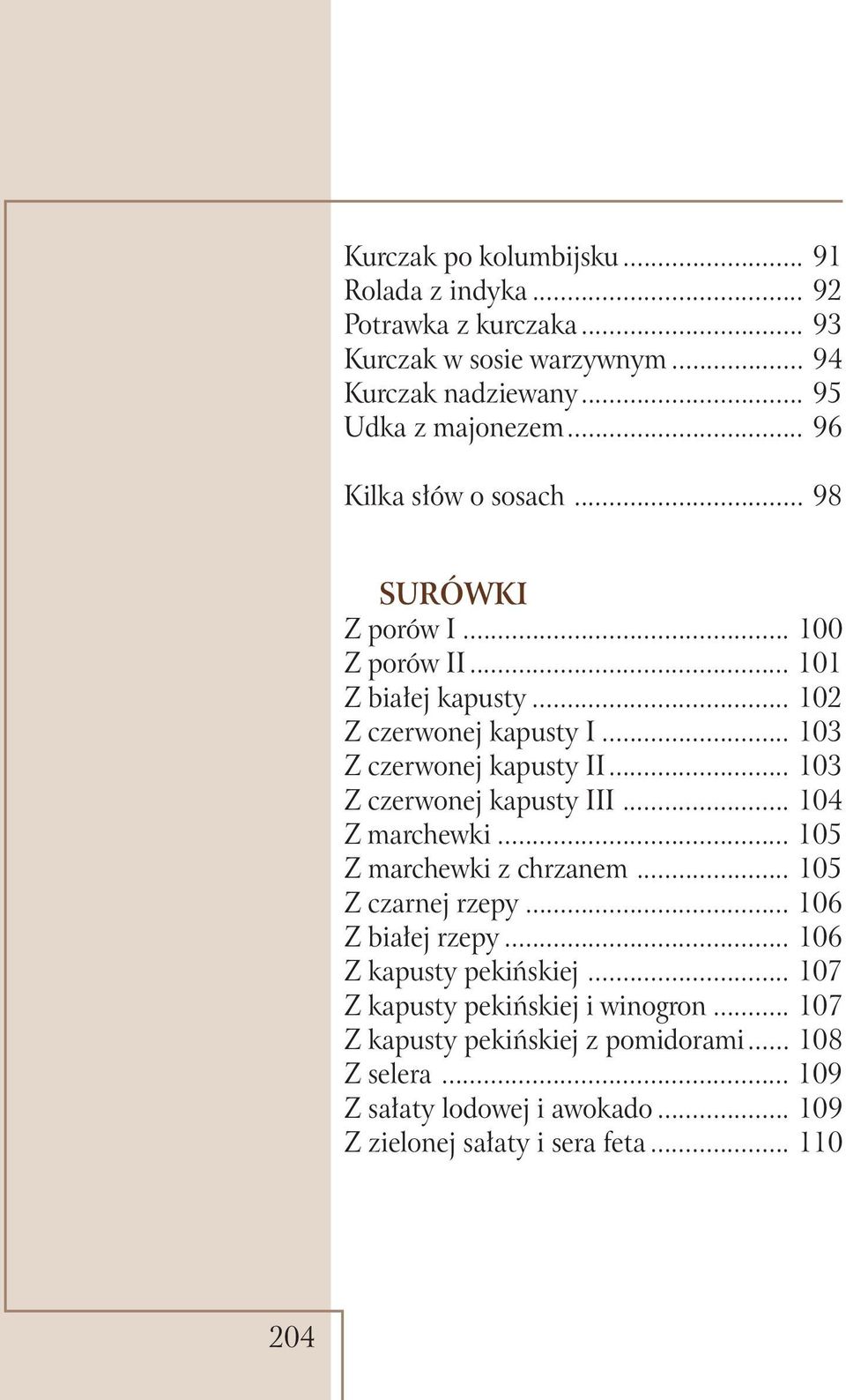 .. 103 Z czerwonej kapusty III... 104 Z marchewki... 105 Z marchewki z chrzanem... 105 Z czarnej rzepy... 106 Z białej rzepy... 106 Z kapusty pekińskiej.