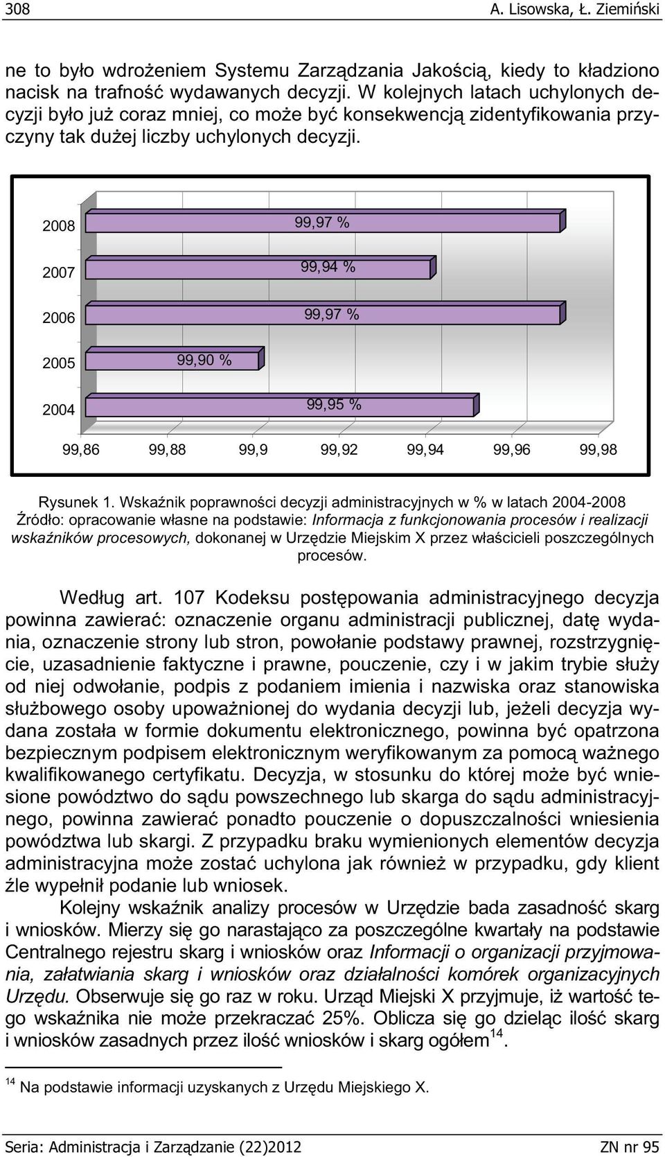 2008 2007 2006 99,97 % 99,94 % 99,97 % 2005 99,90 % 2004 99,95 % 99,86 99,88 99,9 99,92 99,94 99,96 99,98 Rysunek 1.