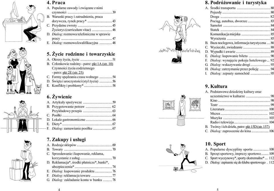 10) Czynnoœci ycia codziennego - patrz: pkt 2E (str. 25) C. Formy spêdzania czasu wolnego...54 D. Œwiêta i uroczystoœci (styl ycia)...56 E. Konflikty i problemy*...58 6. ywienie A. Artyku³y spo ywcze.