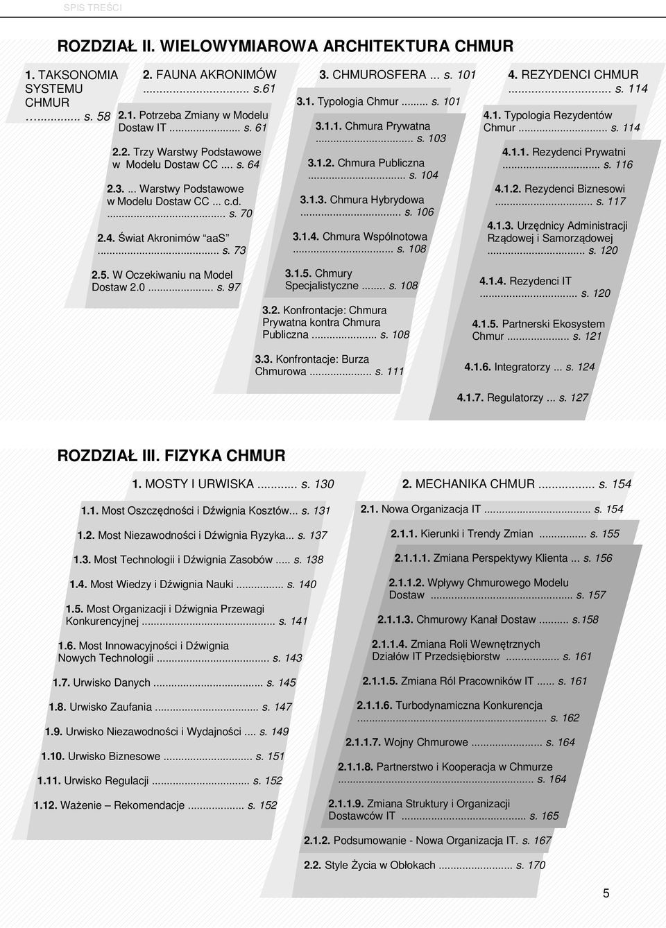 .. s. 104 3.1.3. Chmura Hybrydowa... s. 106 3.1.4. Chmura Wspólnotowa... s. 108 4. REZYDENCI CHMUR... s. 114 4.1. Typologia Rezydentów Chmur... s. 114 4.1.1. Rezydenci Prywatni... s. 116 4.1.2.