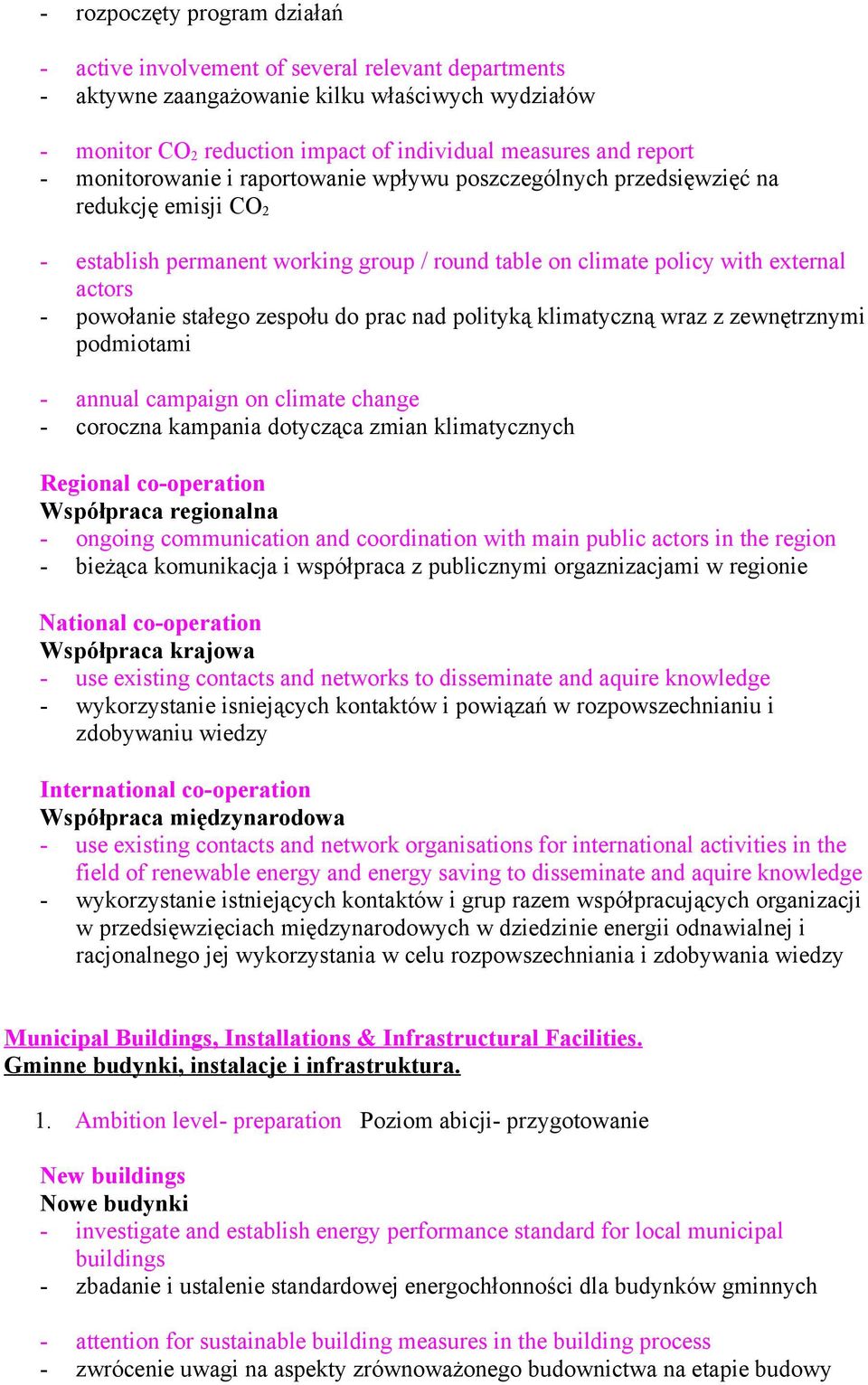 zespołu do prac nad polityką klimatyczną wraz z zewnętrznymi podmiotami - annual campaign on climate change - coroczna kampania dotycząca zmian klimatycznych Regional co-operation Współpraca