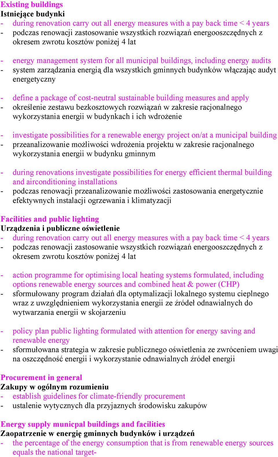 energetyczny - define a package of cost-neutral sustainable building measures and apply - określenie zestawu bezkosztowych rozwiązań w zakresie racjonalnego wykorzystania energii w budynkach i ich