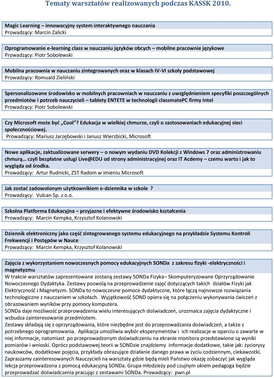 Sobolewski Mobilna pracownia w nauczaniu zintegrowanych oraz w klasach IV-VI szkoły podstawowej Prowadzący: Romuald Zielioski Spersonalizowane środowisko w mobilnych pracowniach w nauczaniu z