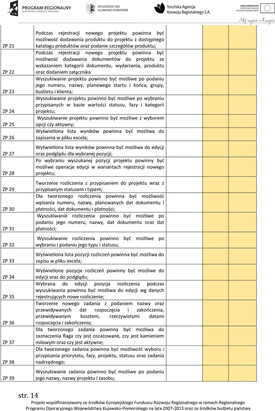 dokumentu, wydarzenia, produktu oraz dodaniem załącznika Wyszukiwanie projektu powinno być możliwe po podaniu jego numeru, nazwy, planowego startu i końca, grupy, budżetu i klienta; Wyszukiwanie