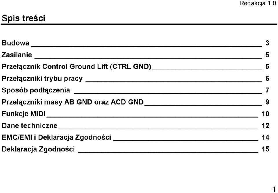 (CTRL GND) 5 Przełączniki trybu pracy 6 Sposób podłączenia 7