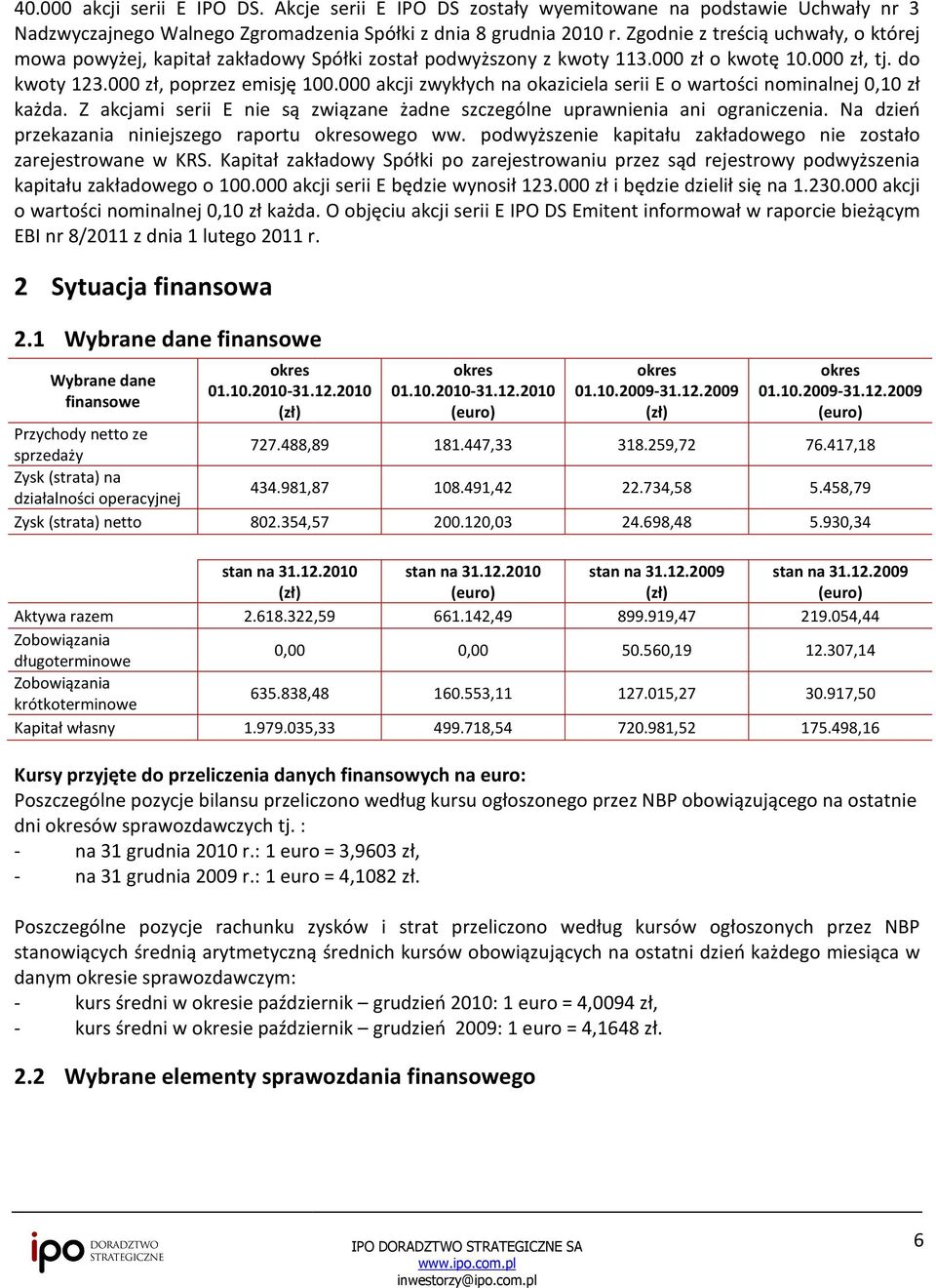 000 akcji zwykłych na okaziciela serii E o wartości nominalnej 0,10 zł każda. Z akcjami ami serii E nie są związane żadne szczególne uprawnienia ani ograniczenia.