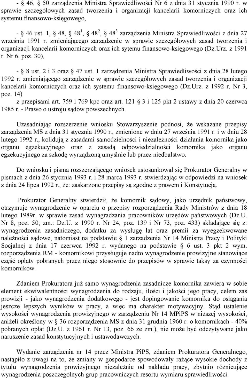 1, 48, 48 1, 48 2, 48 3 zarządzenia Ministra Sprawiedliwości z dnia 27 września 1991 r.