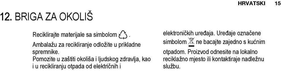 Pomozite u zaštiti okoliša i ljudskog zdravlja, kao i u recikliranju otpada od električnih i