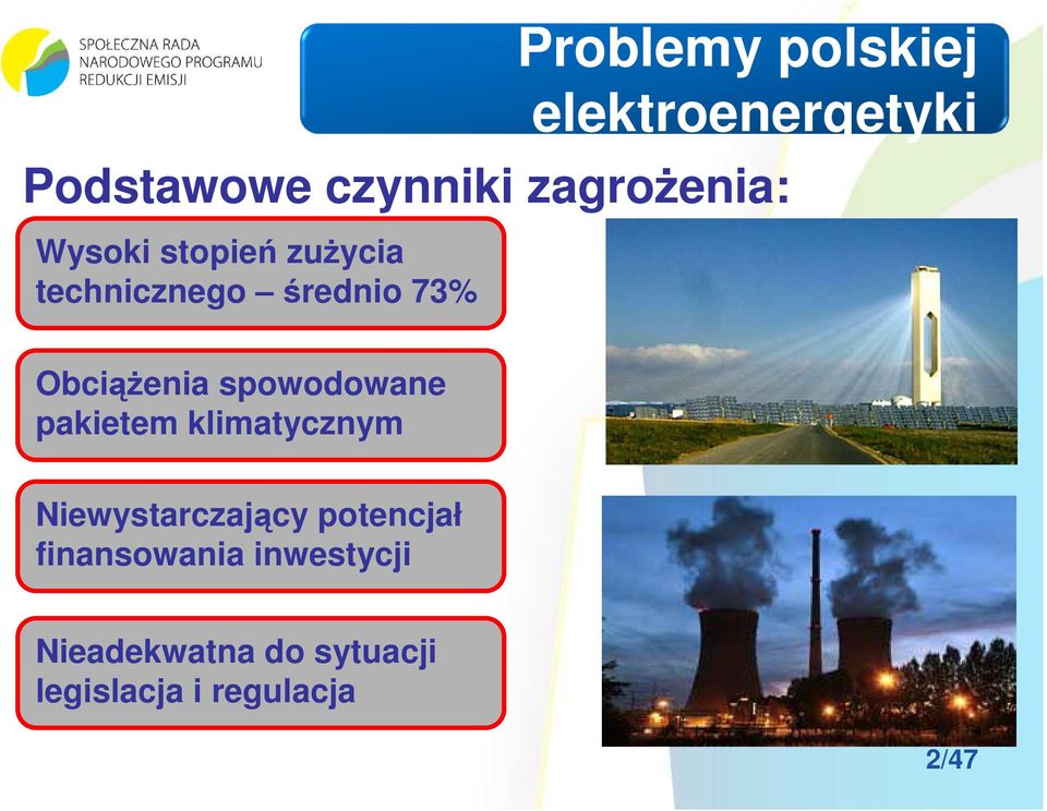 Obciążenia spowodowane pakietem klimatycznym Niewystarczający