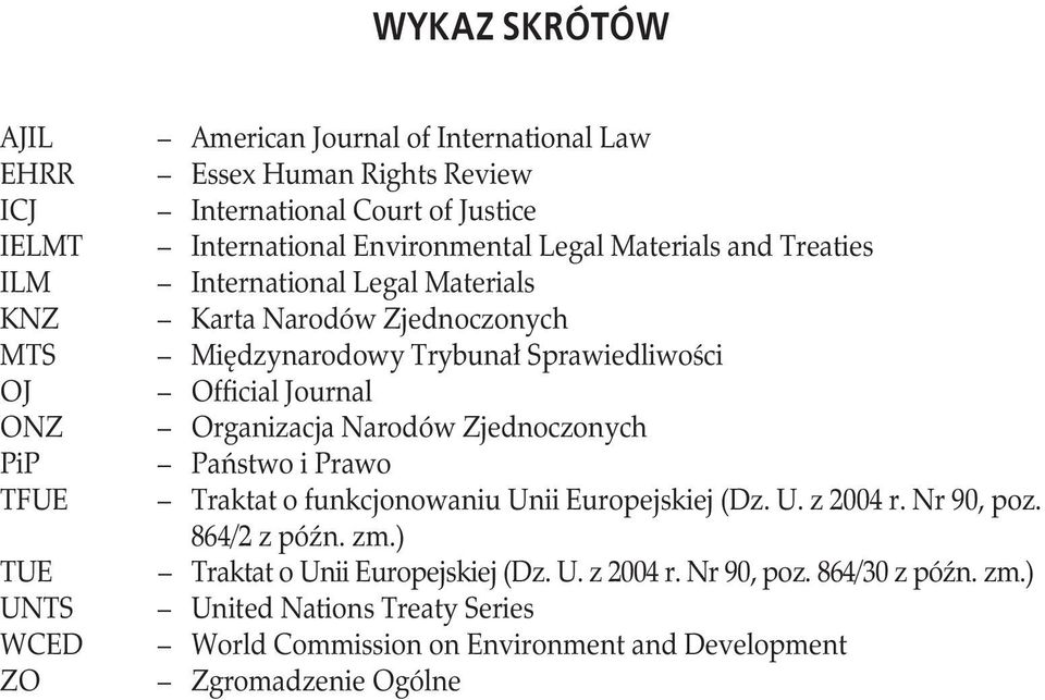 Official Journal Organizacja Narodów Zjednoczonych Państwo i Prawo Traktat o funkcjonowaniu Unii Europejskiej (Dz. U. z 2004 r. Nr 90, poz. 864/2 z późn. zm.