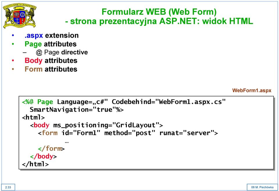 NET: widok HTML <%@ Page Language= c#" Codebehind="WebForm1.aspx.