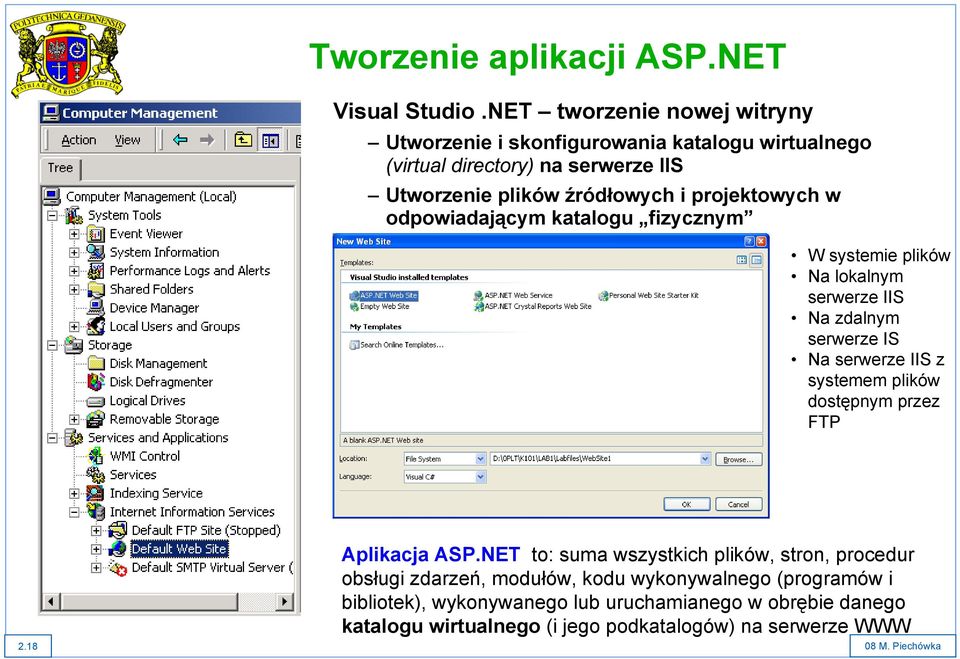 projektowych w odpowiadającym katalogu fizycznym W systemie plików Na lokalnym serwerze IIS Na zdalnym serwerze IS Na serwerze IIS z systemem plików