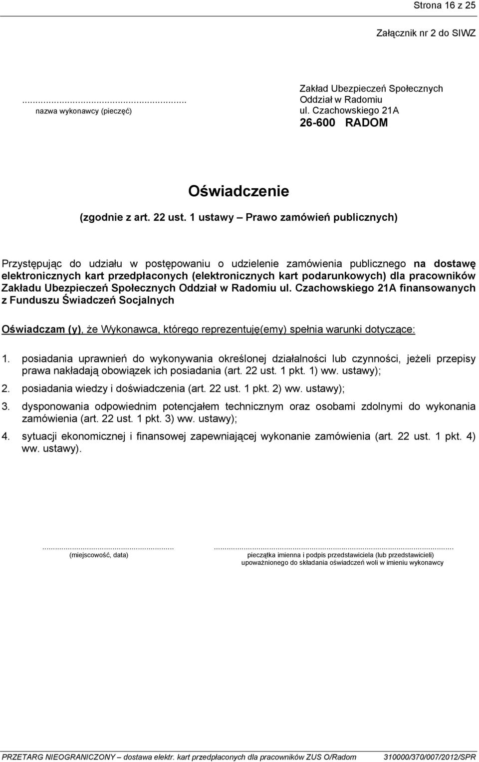 pracowników Zakładu Ubezpieczeń Społecznych Oddział w Radomiu ul.