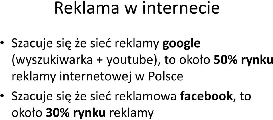 rynku reklamy internetowej w Polsce Szacuje się