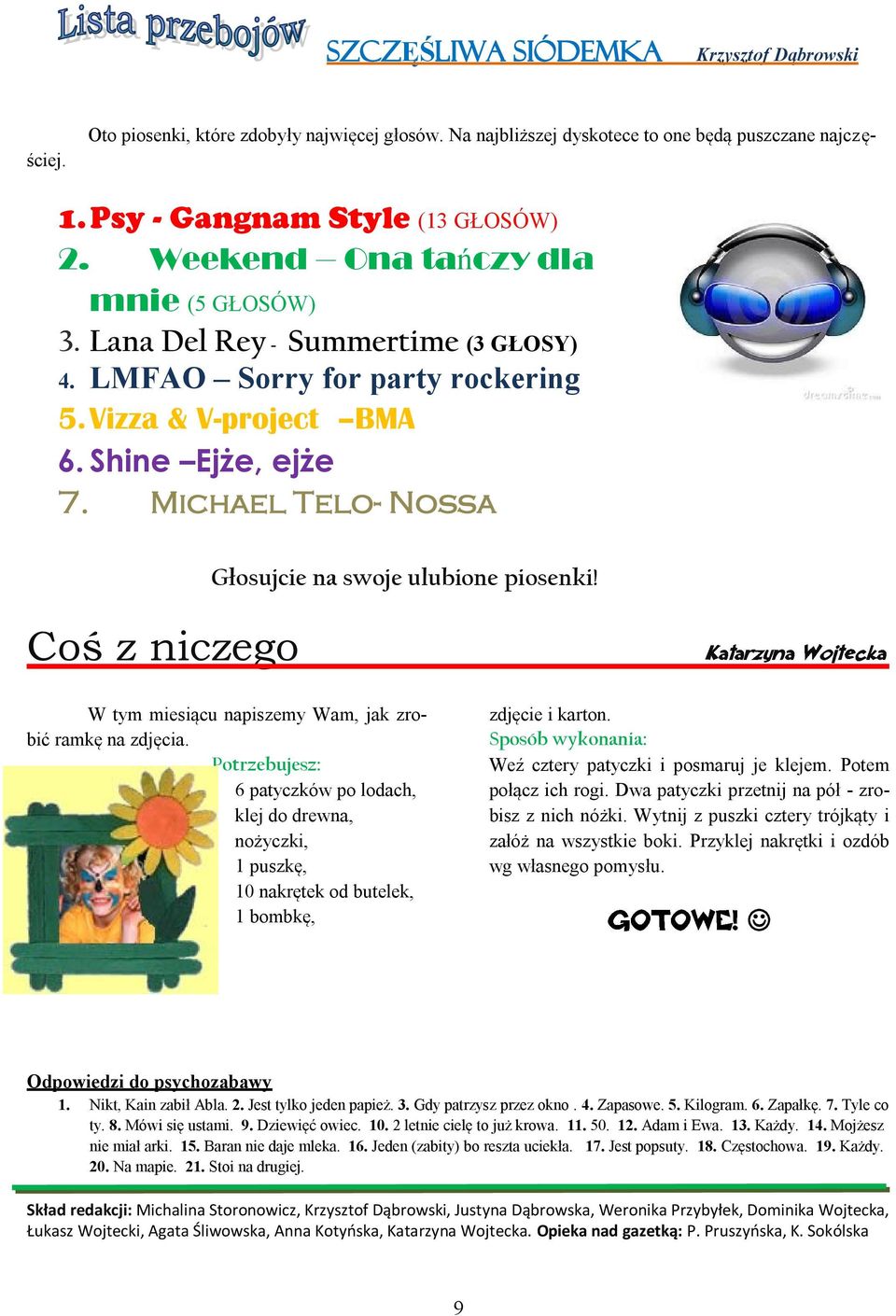 Michael Telo- Nossa Coś z niczego Głosujcie na swoje ulubione piosenki! W tym miesiącu napiszemy Wam, jak zrobić ramkę na zdjęcia.