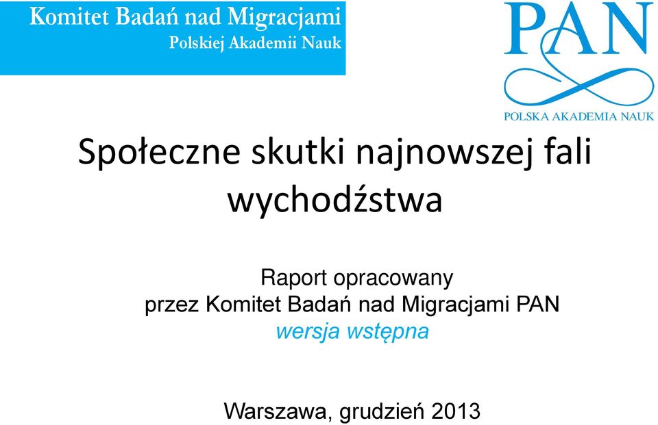 wychodźstwa Raport opracowany przez Komitet