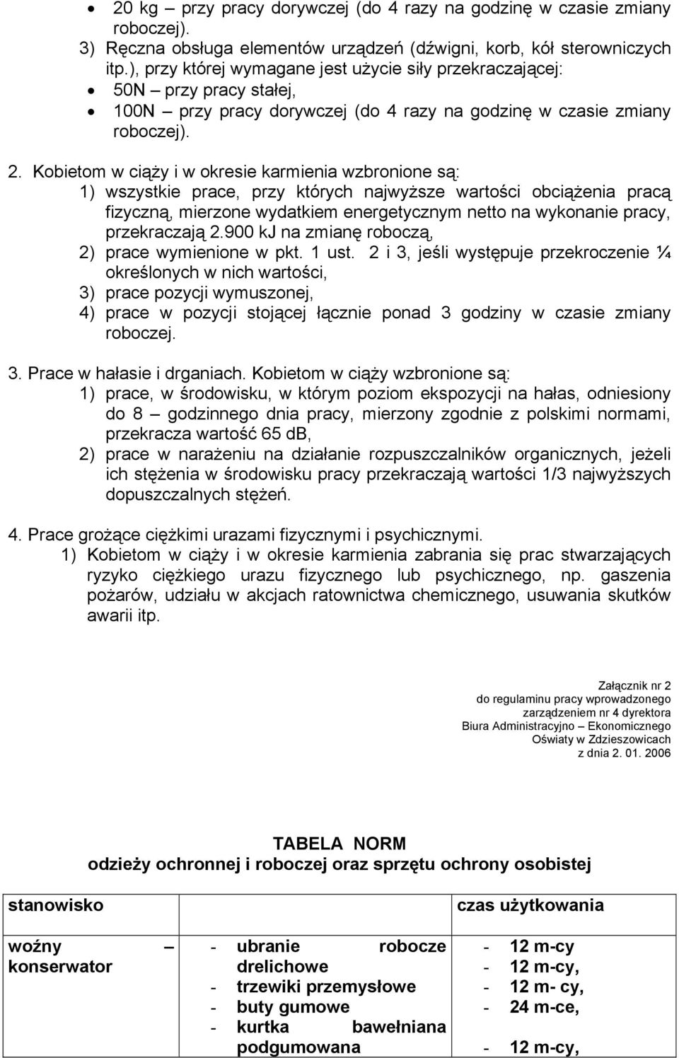 Kobietom w ciąży i w okresie karmienia wzbronione są: 1) wszystkie prace, przy których najwyższe wartości obciążenia pracą fizyczną, mierzone wydatkiem energetycznym netto na wykonanie pracy,