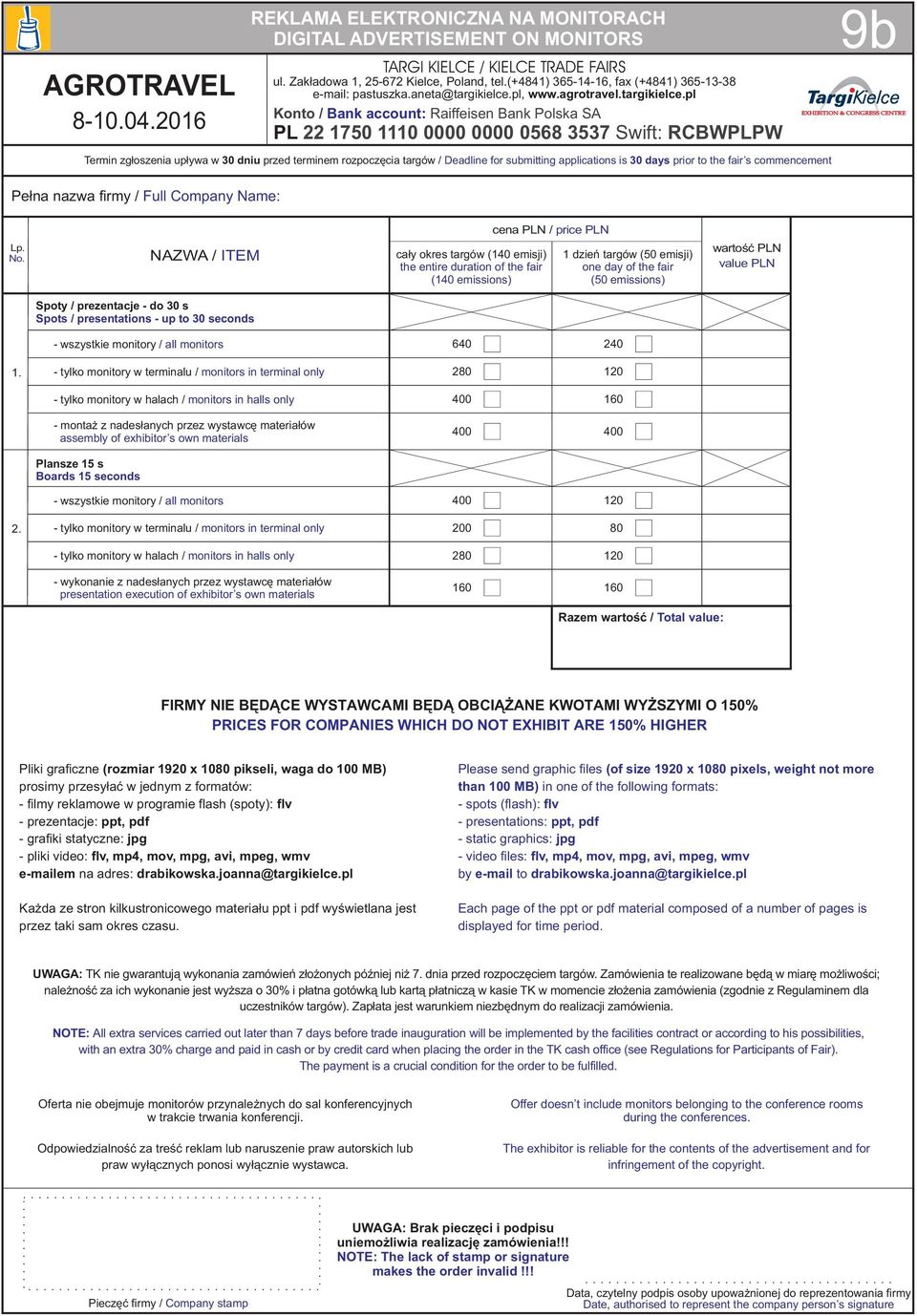 30 days prior to the fair s commencement 9b cena / price Lp. No.