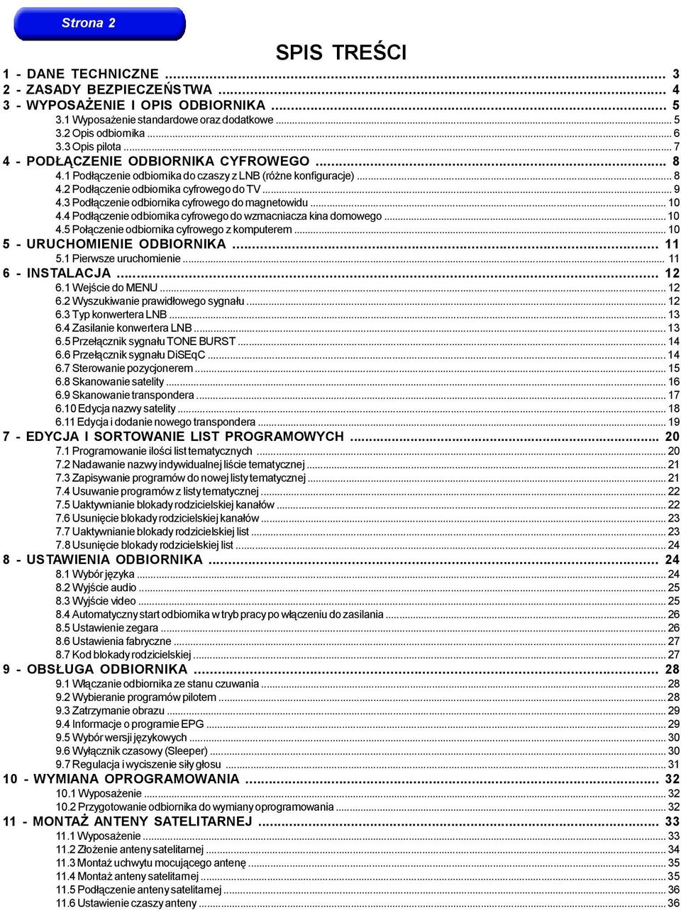 3 Podłączenie odbiornika cyfrowego do magnetowidu... 10 4.4 Podłączenie odbiornika cyfrowego do wzmacniacza kina domowego... 10 4.5 Połączenie odbiornika cyfrowego z komputerem.