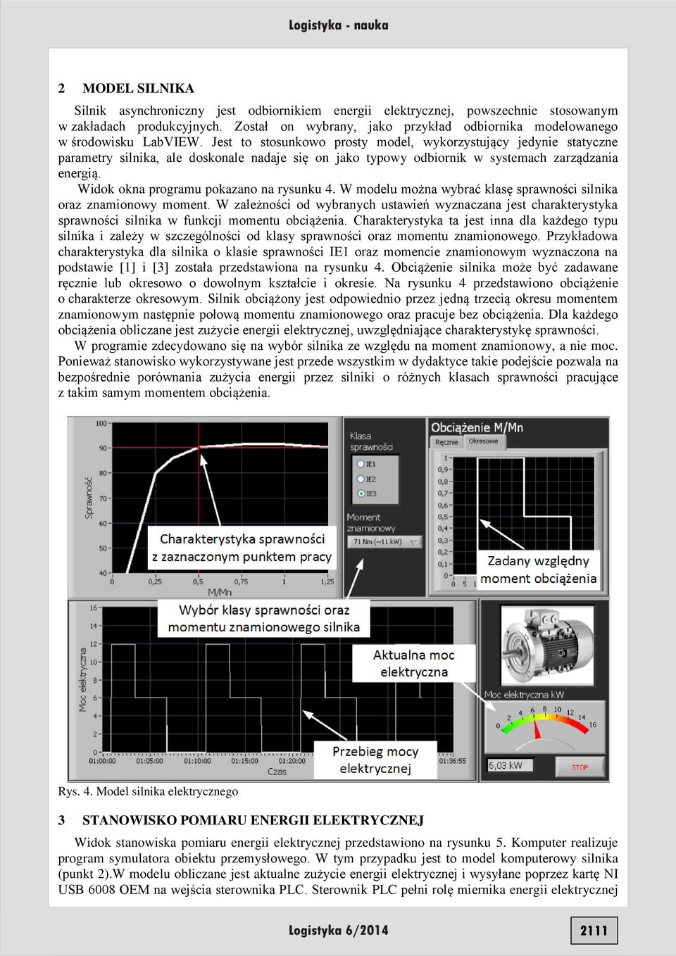 Jest to stosunkowo prosty model, wykorzystujący jedynie statyczne parametry silnika, ale doskonale nadaje się on jako typowy odbiornik w systemach zarządzania energią.