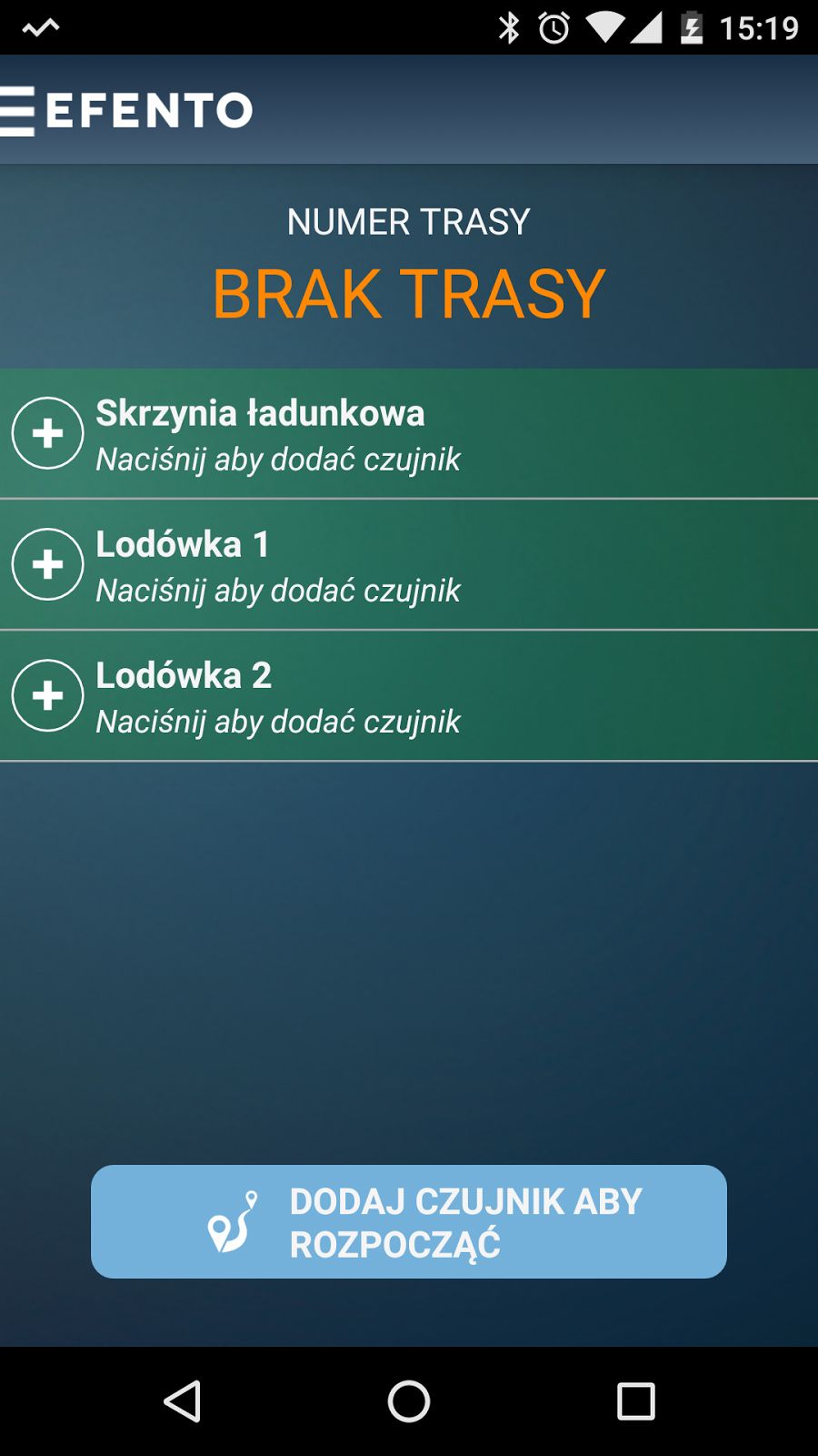 Efento Transport instrukcja obsługi (v 2.0.0 lub nowsza) Instalacja aplikacji Pobierz i zainstaluj Efento Transport z Google Play. Aplikacja jest darmowa i dostępna dla urządzeń z Android 4.