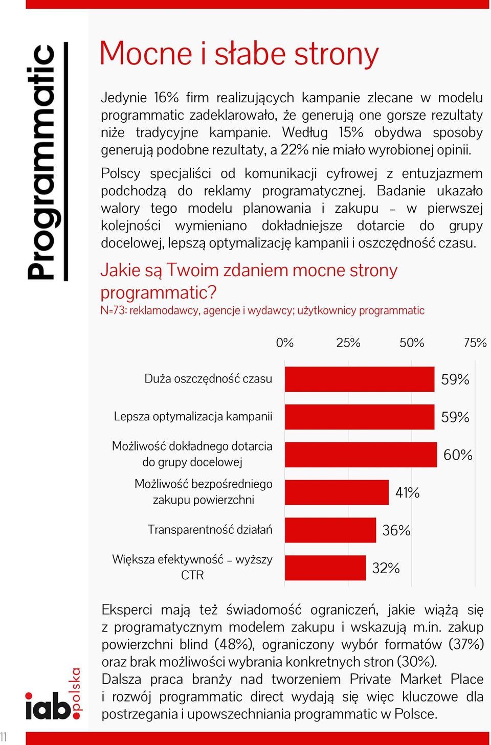 Badanie ukazało walory tego modelu planowania i zakupu w pierwszej kolejności wymieniano dokładniejsze dotarcie do grupy docelowej, lepszą optymalizację kampanii i oszczędność czasu.