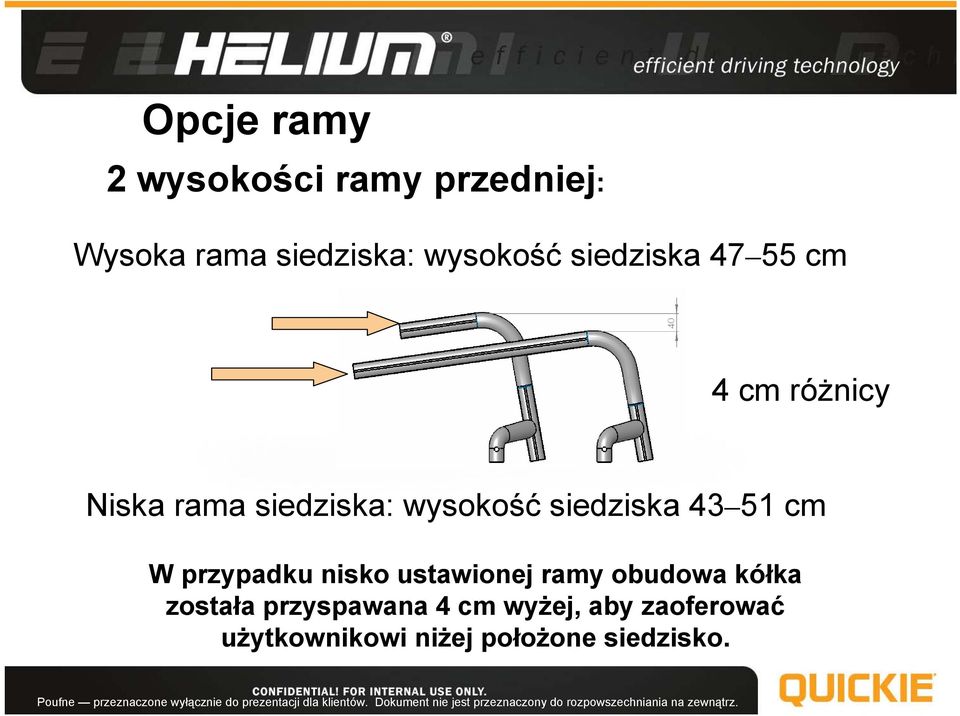 siedziska 43 51 cm W przypadku nisko ustawionej ramy obudowa kółka