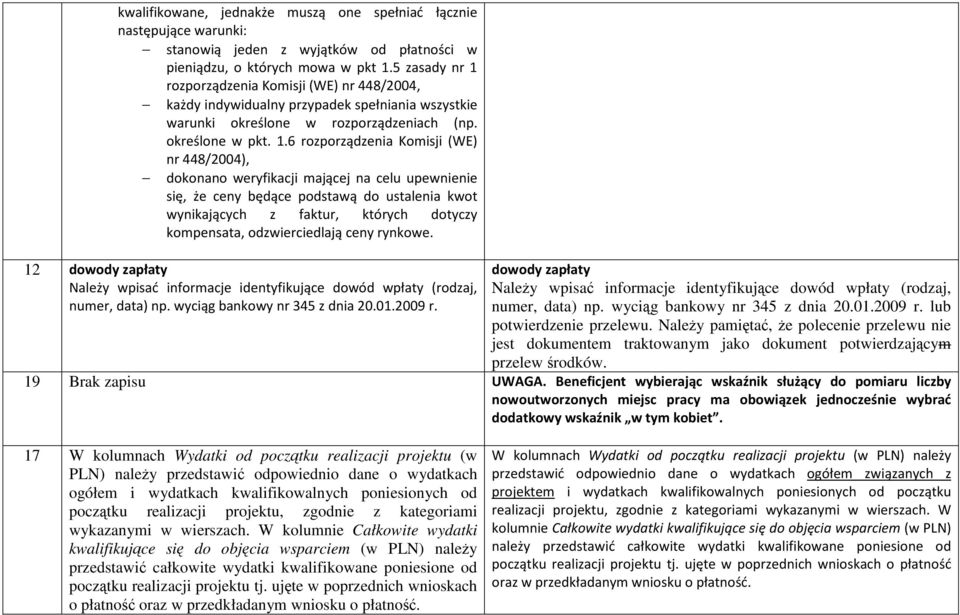 rozporządzenia Komisji (WE) nr 448/2004, każdy indywidualny przypadek spełniania wszystkie warunki określone w rozporządzeniach (np. określone w pkt. 1.