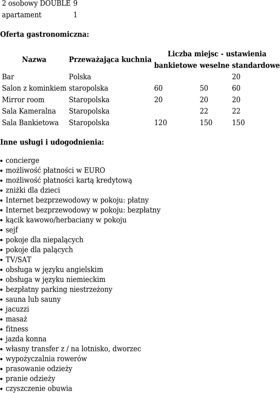 zniżki dla dzieci Internet bezprzewodowy w pokoju: płatny Internet bezprzewodowy w pokoju: bezpłatny kącik kawowo/herbaciany w pokoju sejf pokoje dla niepalących pokoje dla palących TV/SAT obsługa w