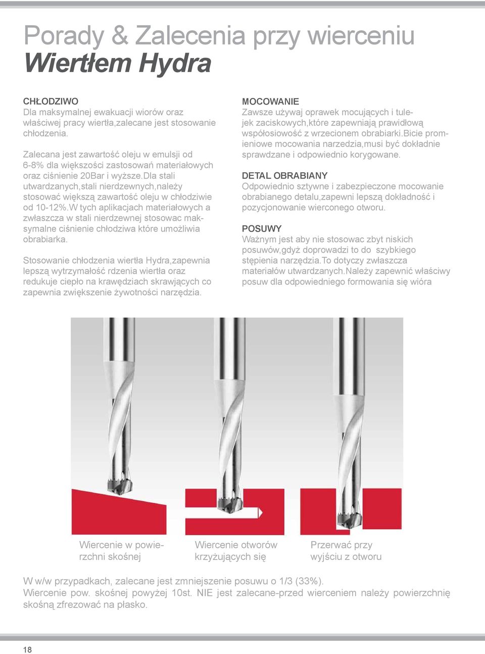 dla stali utwardzanych,stali nierdzewnych,należy stosować większą zawartość oleju w chłodziwie o0-12%.