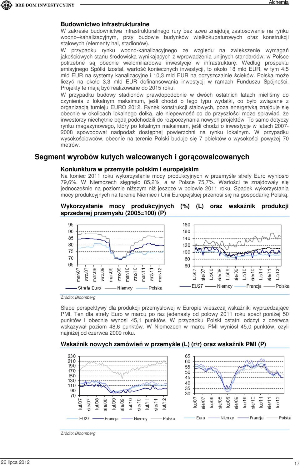 W przypadku rynku wodno-kanalizacyjnego ze względu na zwiększenie wymagań jakościowych stanu środowiska wynikających z wprowadzenia unijnych standardów, w Polsce potrzebne są obecnie wielomiliardowe