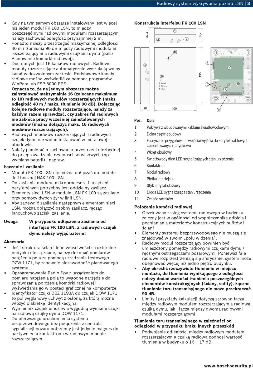 Dostępnych jest 16 kanałów radiowych. Radiowe moduły rozszerzające automatycznie wyszukują wolny kanał w dozwolonym zakresie.