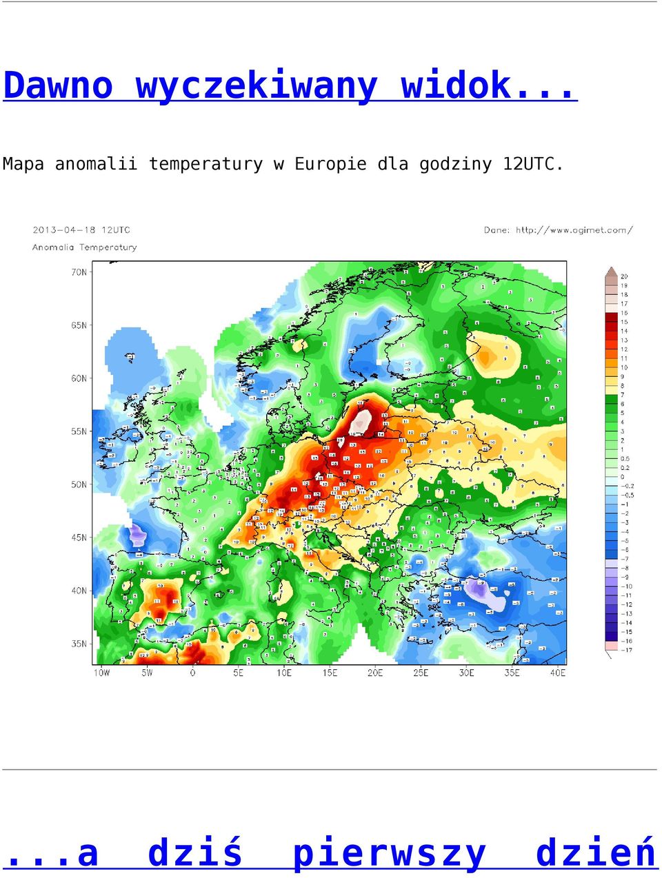 temperatury w Europie dla