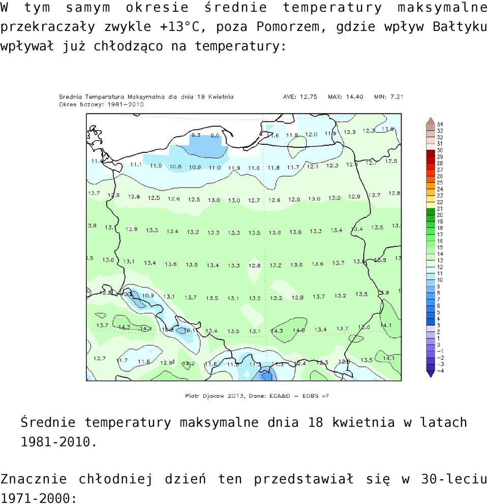 temperatury: Średnie temperatury maksymalne dnia 18 kwietnia w latach