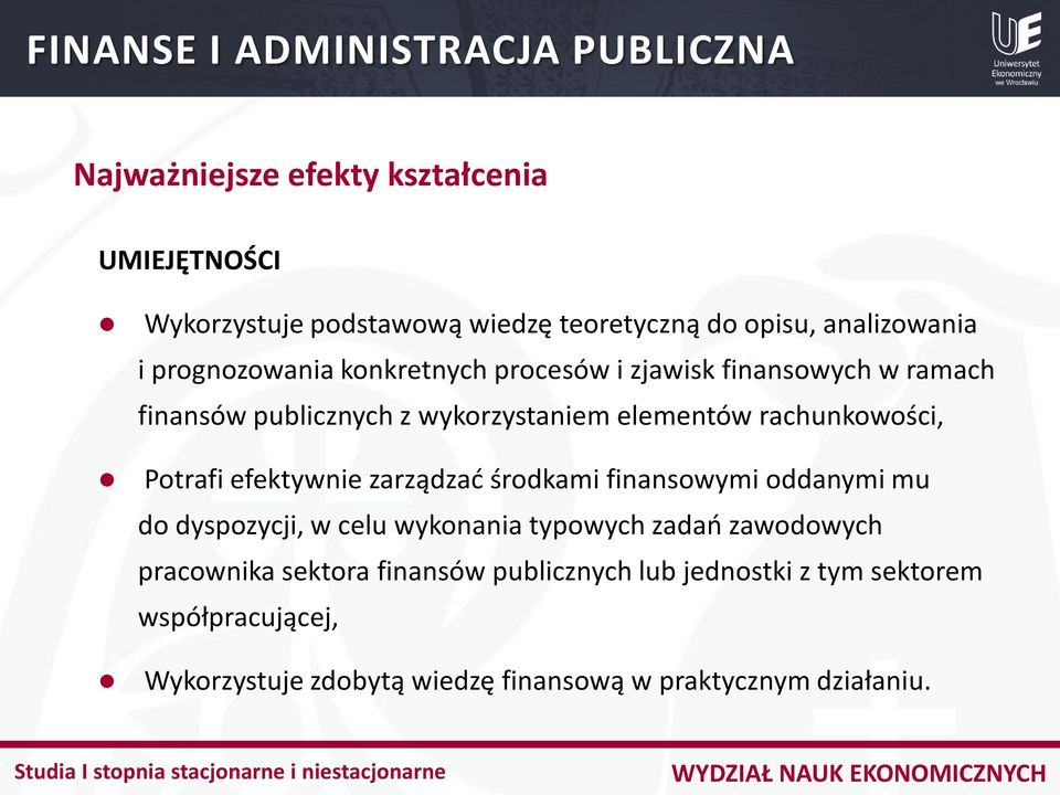 efektywnie zarządzać środkami finansowymi oddanymi mu do dyspozycji, w celu wykonania typowych zadań zawodowych pracownika