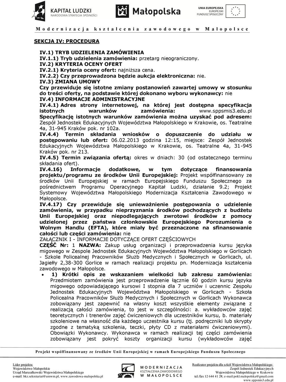 INFORMACJE ADMINISTRACYJNE IV.4.